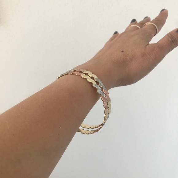 2set TriColor Gold Plated Bangle Cuff - Picture 5 of 7